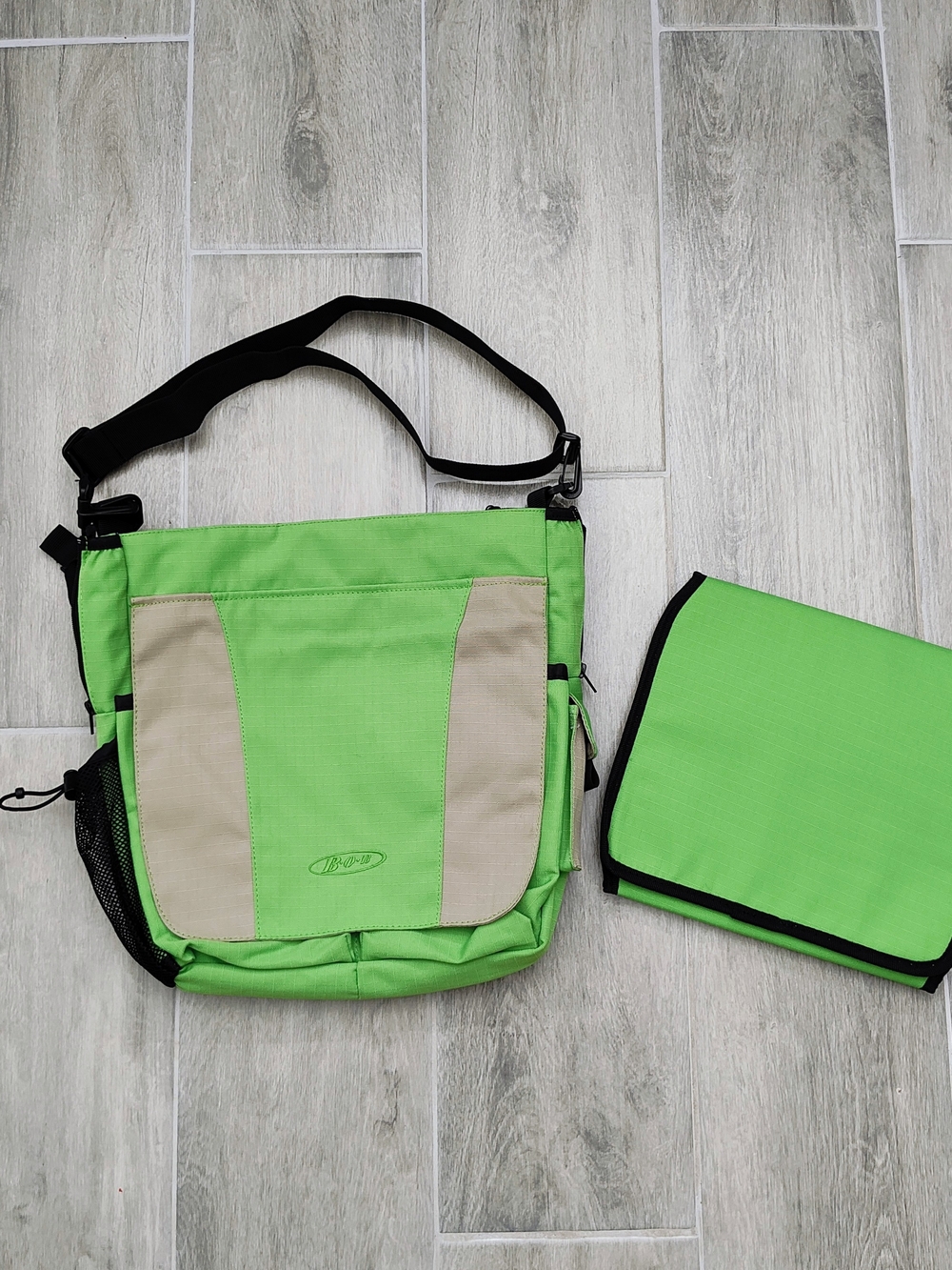Green Baby Diaper Bag with Changing Mat